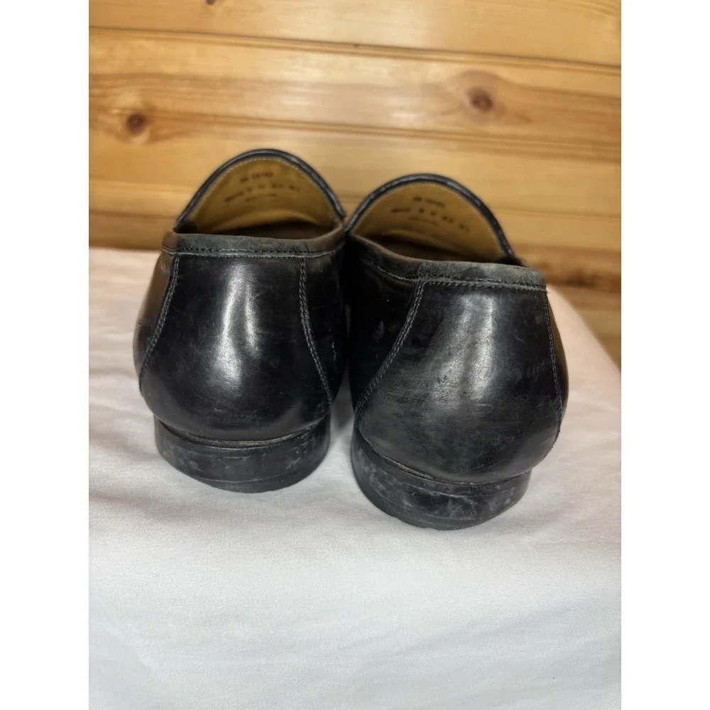 Johnston & Murphy Men's‎ Penny Loafer 9 Woven Black Moc Toe Dress Shoe Leather